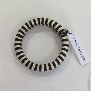 Ann Taylor Black and Cream White Striped Basket Weave Pattern Bracelet